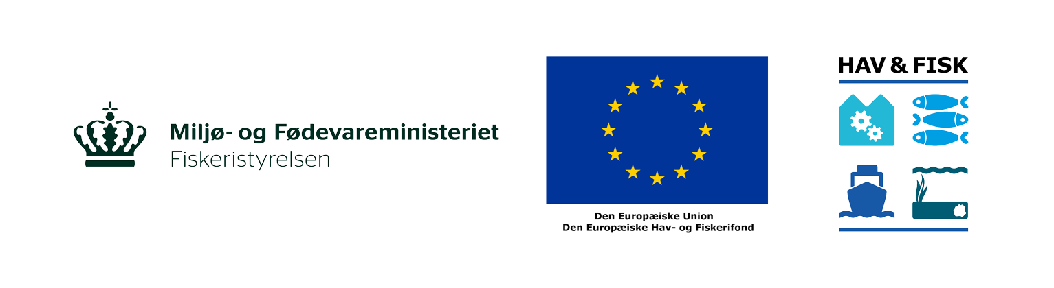 Logoer for Miljø- og fødevareministeriet, Den Europæiske Hav- og Fiskerifond og Hav og Fisk